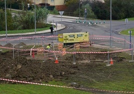 Zona de Erandio en la que reventó una tubería el sábado.