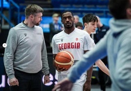 Kamar Baldwin, durante los instantes previos a su debut con la selección georgiana.