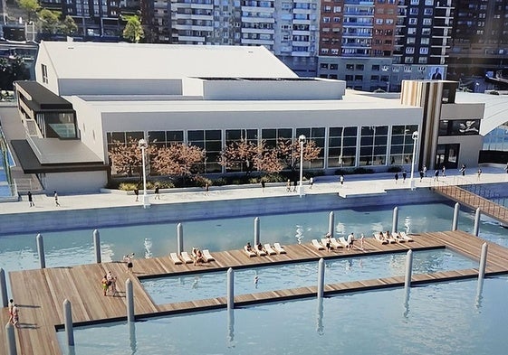 Infografía de la playa urbana que se prevé habilitar en Santurtzi.