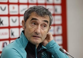 Ernesto Valverde, en una rueda de prensa.