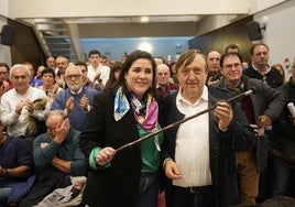 Jone Berriozabal y José Antonio Suso este sábado en la sede del PNV alavés en Vitoria.