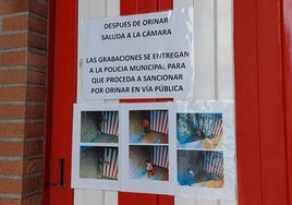 Captura del cartel y las grabaciones captadas por la cámara que han colocado vecinos de Rontegi.