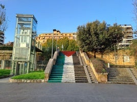 La bandera de Palestina fue dibujada el viernes en las escaleras de Villamonte.