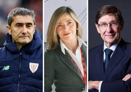 Ernesto Valverde, Inés Anitua y José Ignacio Goirigolzarri.