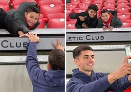 La foto de Prados con dos niños en San Mamés: «Dime el PIN, pero bajito que se van a enterar»