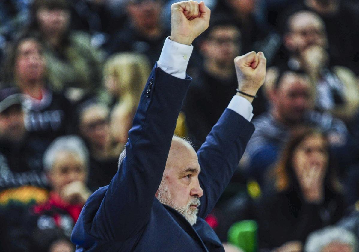 Pablo Laso, durante el derbi que ha enfrentado este domingo al Baskonia con el Bilbao Basket.