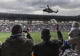 Llegada del helicóptero de Sus Majestades de Oriente a Las Gaunas el pasado 5 de enero.