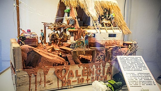 La DANA de Valencia y la guerra en Gaza, representadas en los belenes de El Carmen de Vitoria