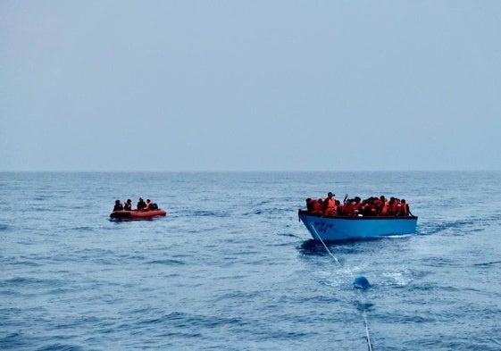 Una operación de rescate que se produjo frente a las costas de Lampedusa.