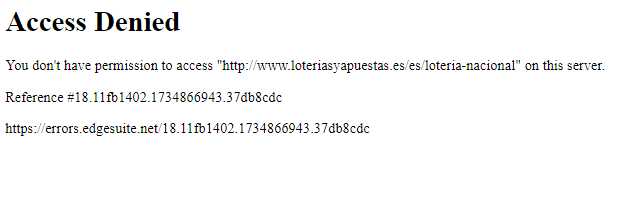 Mensaje en los momentos en los que falla la web.