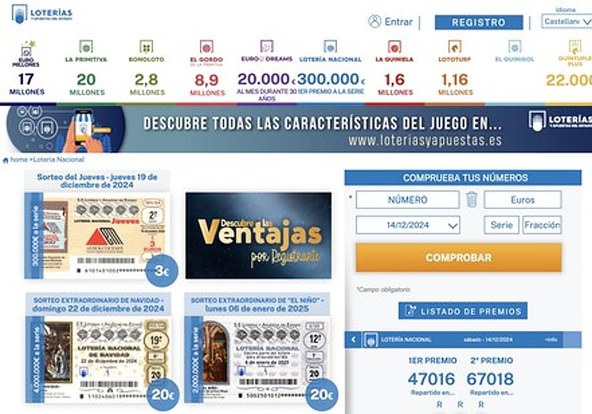 Problemas en la web de la Lotería de Navidad: el alto número de usuarios provoca fallos puntuales