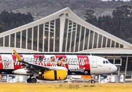 El avión vinilado con los emblemas del Athletic capturado por el 'spotter' vizcaíno Asier de Prado.