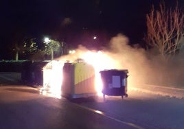 Un contenedor vandalizado en el municipio de Sondika.