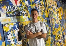 Ander Herrera, en una fotografía de archivo durante una visita al barrio de Boca en Buenos Aires.