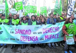 Manifestación en Madrid para reclamar la continuidad del concierto sanitario del Muface.