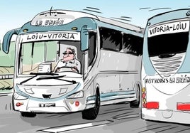 La viñeta de Cerrajería sobre la conexión por autobús entre Vitoria y Loiu