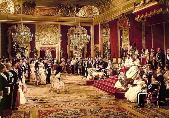 Recepción en el Palacio Real en una escena de '¿Dónde vas, Alfonso XII?' (1958).