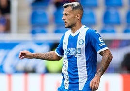 Stoichkov, en un partido con el Deportivo Alavés de esta temporada.