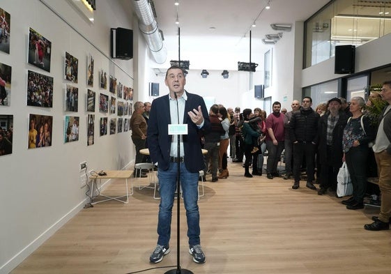 Arnaldo Otegi, durante la presentación de la sede de EH Bildu este sábado en Vitoria