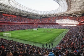 Imagen de San Mamés en un partido de Liga.