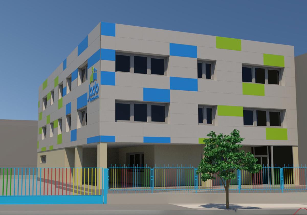 Infografía del nuevo edificio del colegio Jado en la zona de Tartanga.