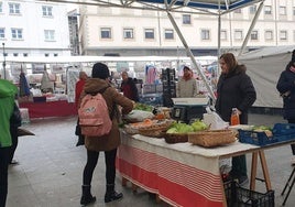 El mercado de baserritarras se celebra en la carpa de Aldai.