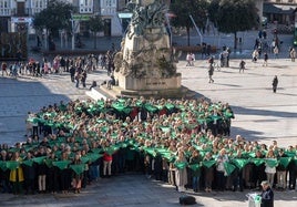 El multitudinario lazo verde, en la Virgen Blanca.