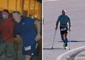 La dureza del reto de las 7 maratones de Verdeliss se ve en sus rivales: un corredor en muletas, otro doblado...