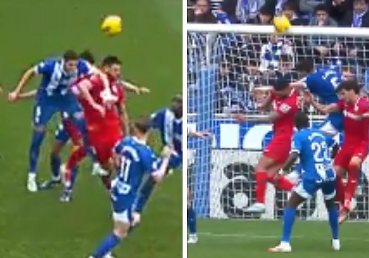 El codazo de Abqar a Alderete que terminó en penalti