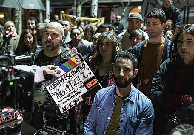 Dani Rovira en el rodaje bilbaíno de 'Cuerpo escombro'.