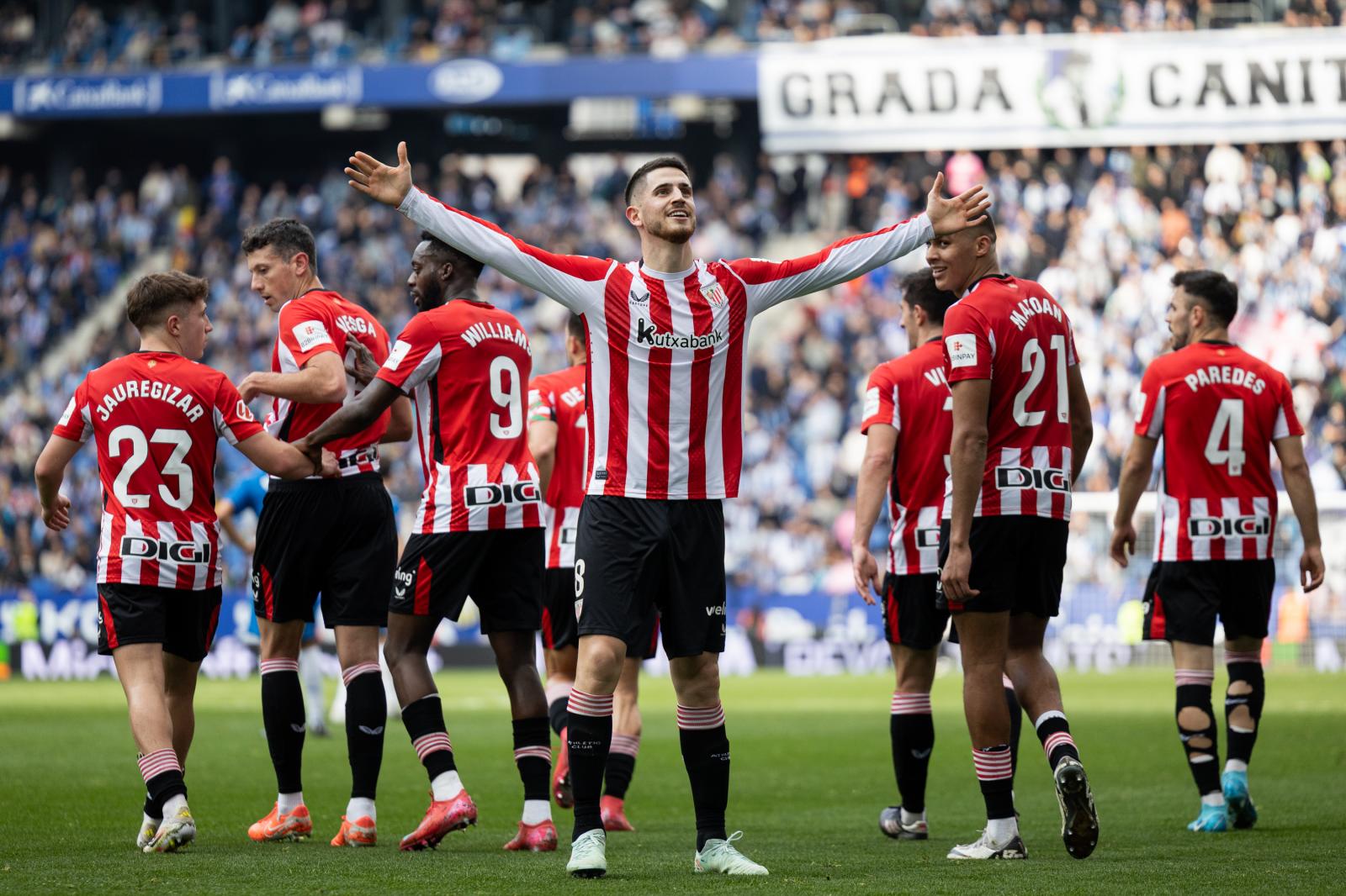 Sancet celebra el gol del empate ante el Espanyol.