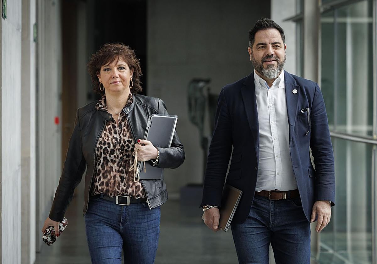 os portavoces del PSN en la cámara Foral Ramón Alzórriz y Ainhoa Unzu.