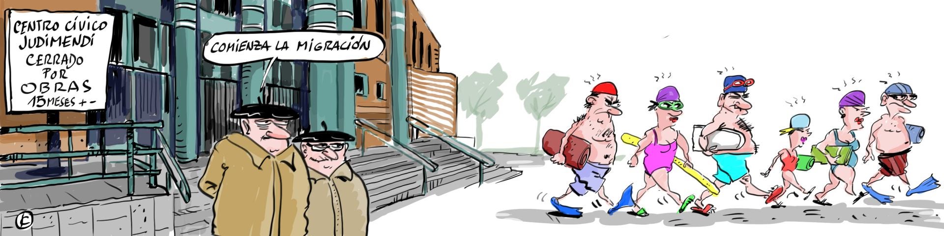 La viñeta de Cerrajería sobre el cierre por obras del centro cívico de Judimendi