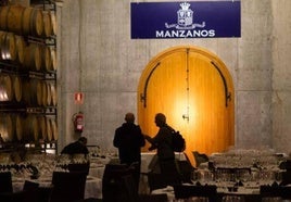 Nave de barricas de Bodegas Manzanos, comprada por el empresario Michel Boutin.