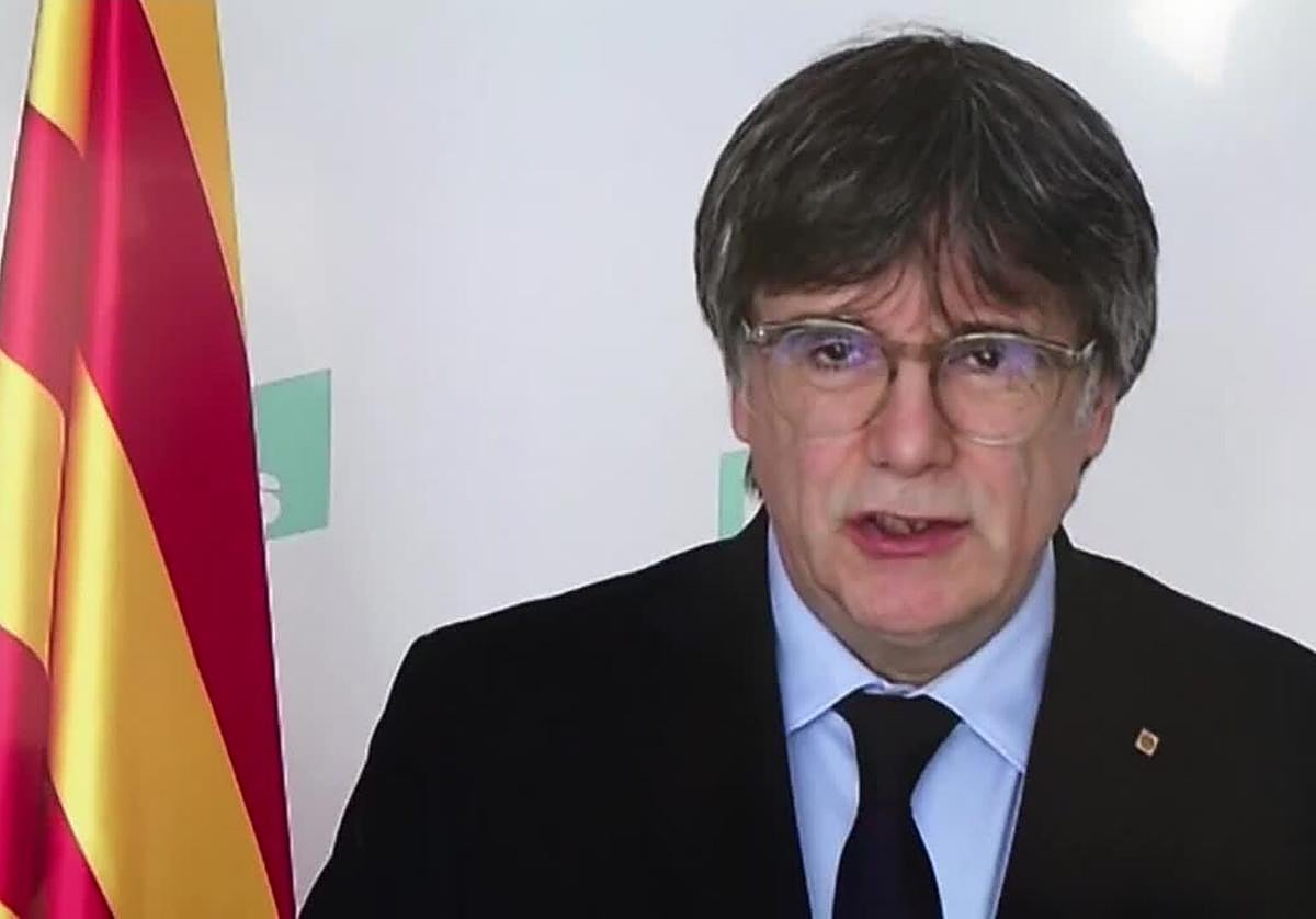 Carles Puigdemont, en videoconferencia.