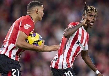 Nico bromea tras su primer gol de cabeza: «Dudo que vengan más»