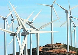 Imagen de archivo de un parque eólico.