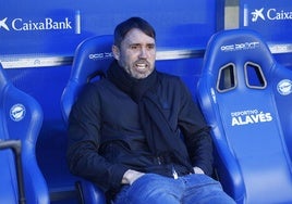 Coudet, antes del partido contra el Rayo Vallecano.