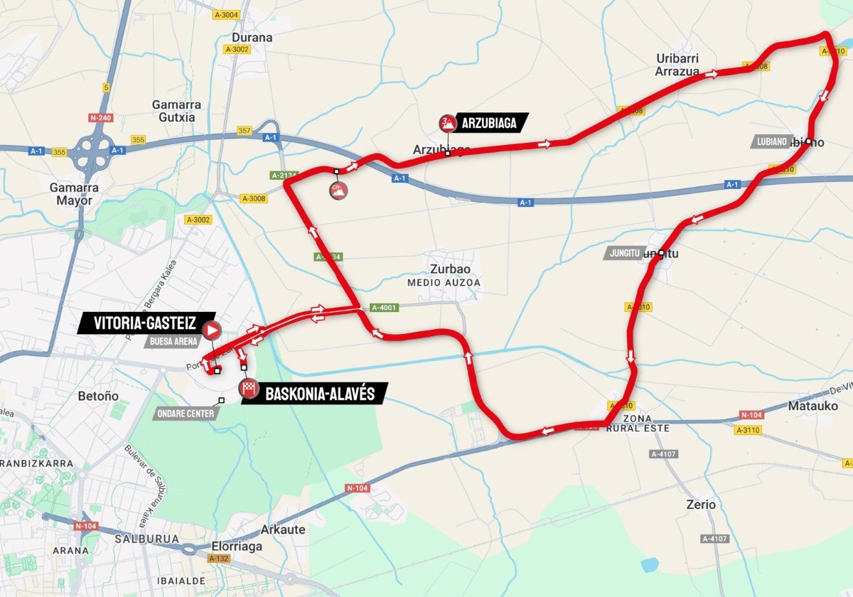 Mapa etapa 1 de la Itzulia-Vuelta al País Vasco 2025