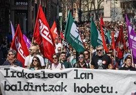 Manifestación de docentes en Bilbao el pasado 1 de abril.