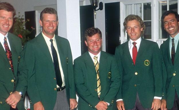De izquierda a derecha, Nick Faldo, Sandy Lyle, Ian Woosman, Bernhard Langer y Severiano Ballesteros.