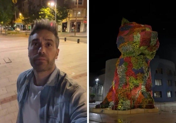 Dani Martínez juega con Puppy a su paso por Bilbao