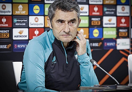 Ernesto Valverde, en la rueda de prensa.