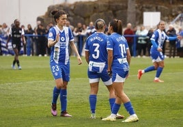 Marta Sanadri, Manoly Baquerizo y Elene Errasti en un lance del partido contra el Getafe.