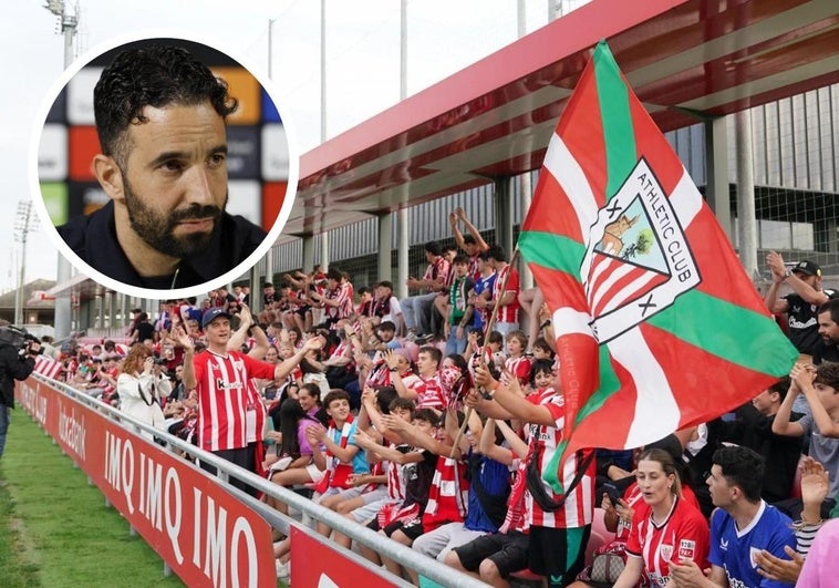 La afición del Athletic marca el primer gol hacia la final con otro espectacular bufandeo en Lezama.
