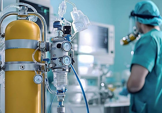 Equipo de oxigeno en un centro hospitalario.