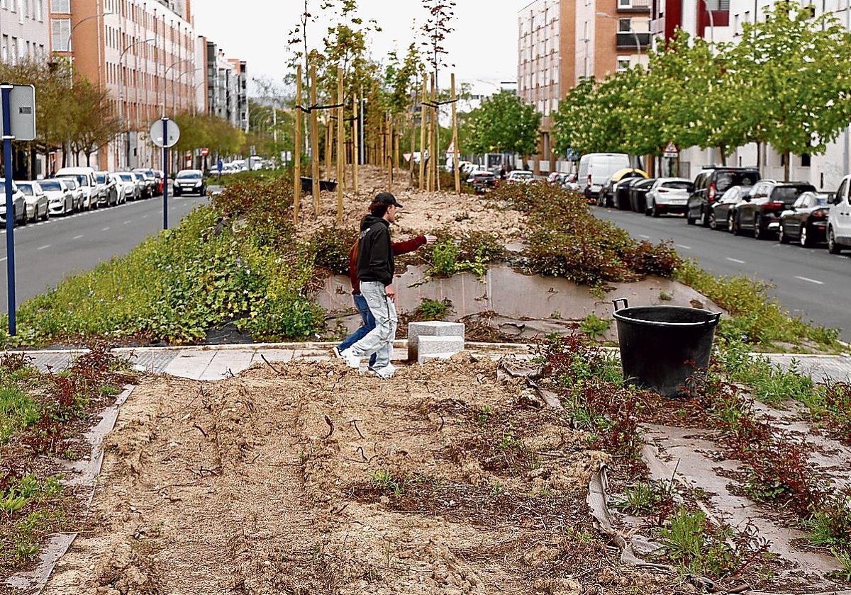 Material de jardinería abandonado como consecuencia de la huelga.