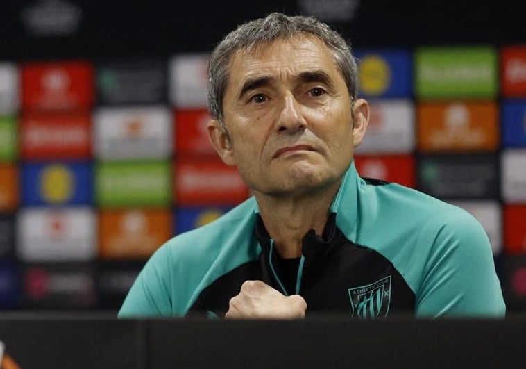 Valverde en la rueda de prensa de Old Trafford.