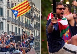Iñigo Martínez volvió a lucir la ikurriña durante la celebración de la Liga.