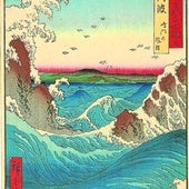 'El mar embravecido en Naruto', de la guía ilustrada de lugares famosos en más de 60 provincias (1855).
